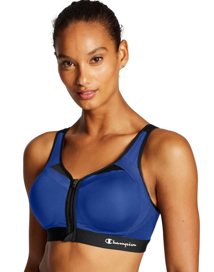 Champion Womens Sports Bra NZ - Motion Control Zip Front Blue ( 8509-YRUQW )